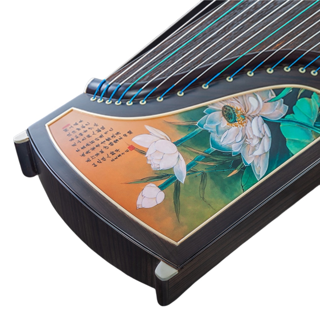 古筝 163cm 蓮文漆 絵画工芸品 中国の弦楽器