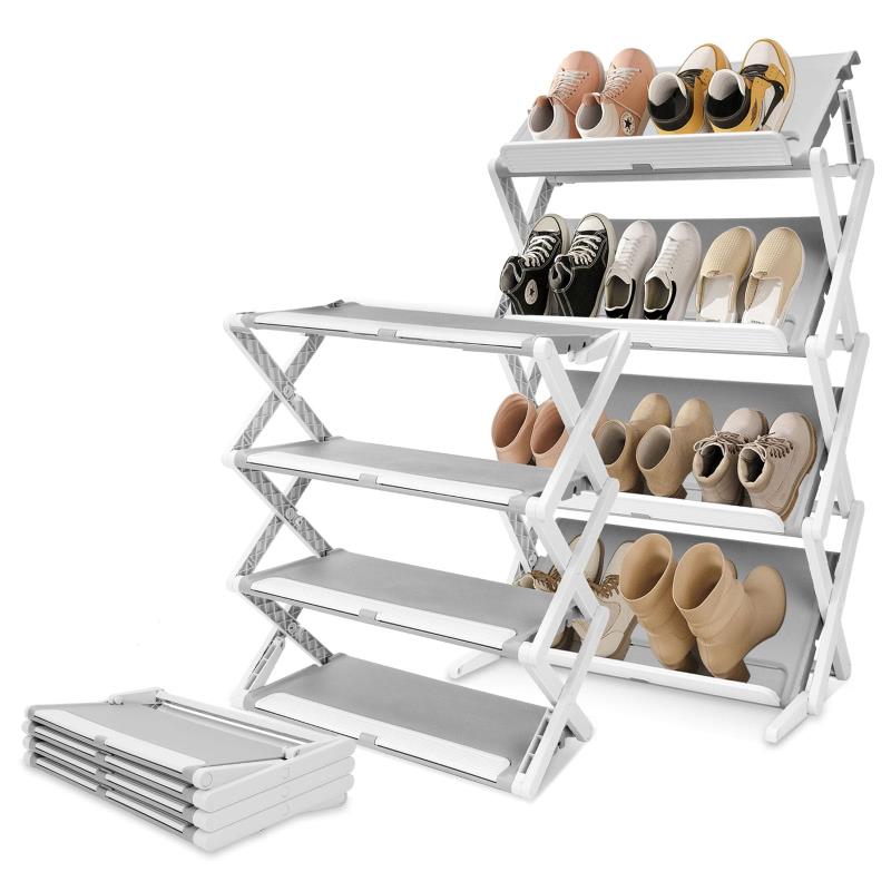 FYY シューズラック 省スペース スリム 靴棚 折りたたみ式 3段/4段 3WAY 斜め置き 平置き 靴箱 玄関 コンパクト 下駄箱 靴収納 靴ラック 廊下 シンプル 幅55.5cm 大容量 収納棚 5,325円