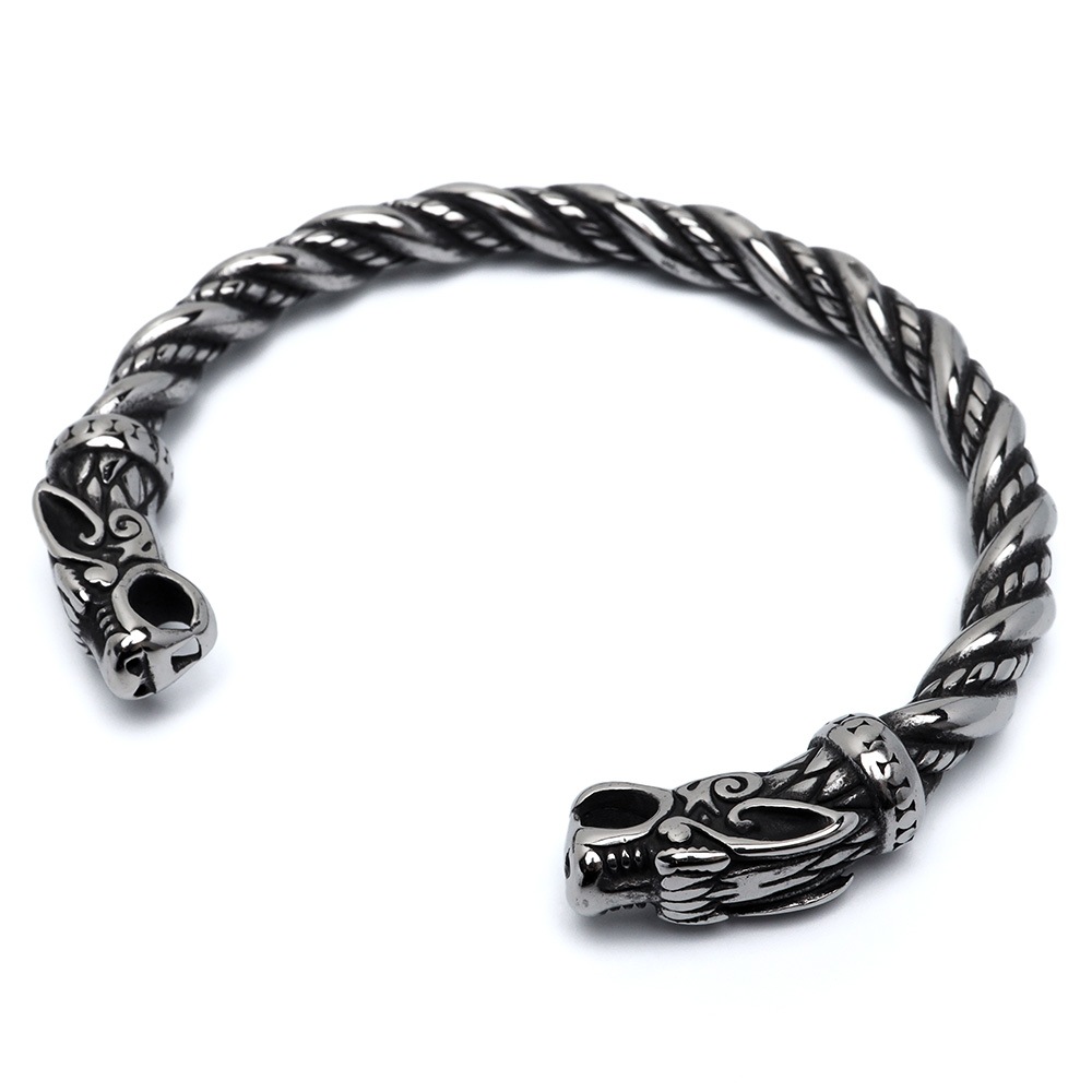 ステンレス ツイストバングル 龍 ドラゴン [b806]