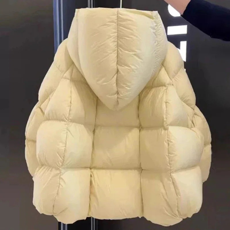 90% ホワイトダックダウン フード付き シュークリーム ダウンジャケット レディース 2026冬 新作 膨らみ 防寒