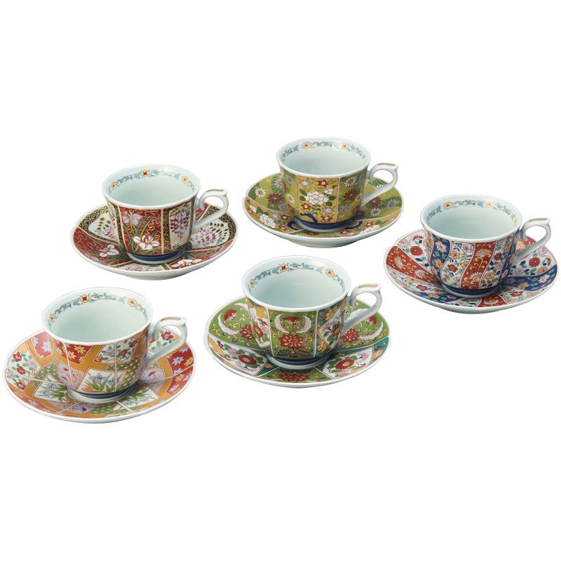 波佐見焼 友禅華絵 珈琲碗皿5客揃