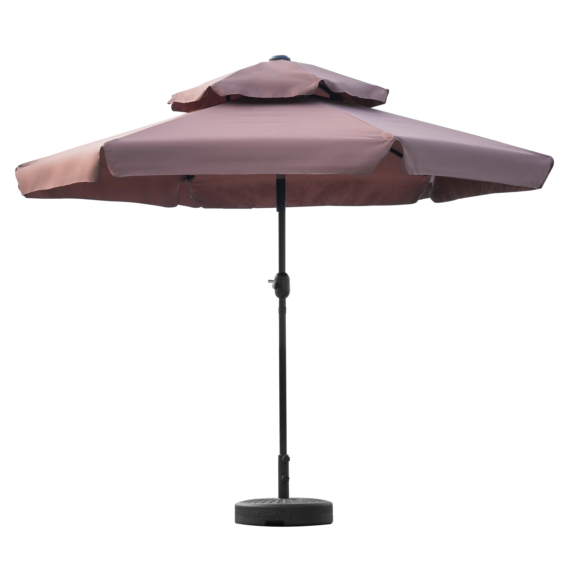 【24】【ブラウン・荷葉辺デザイン・直径270cm ・ベース付き】パラソル＋ベースセット 30+UPF紫外線対策 角度調整 パラソルセット ベース パラソル ガーデンパラソル