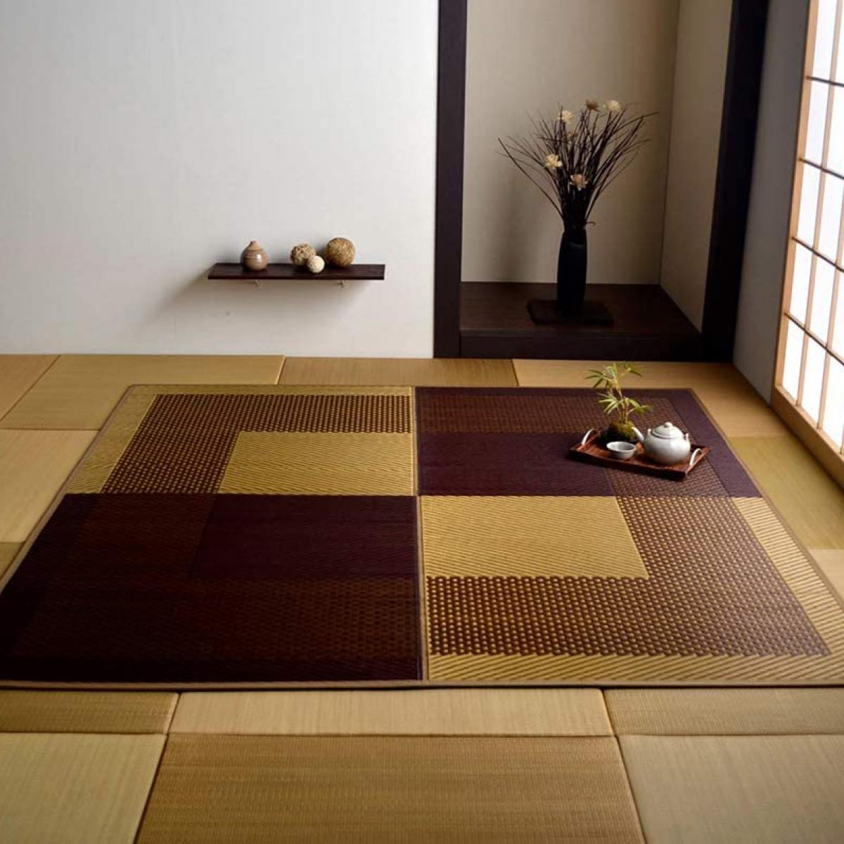 【I】【代引不可】イケヒコ 国産い草ラグ カーペット DXモーニング ベージュ 191×191cm 和モダン 裏貼り 8240820【北海道・沖縄・離島不可】【代引不可/沖