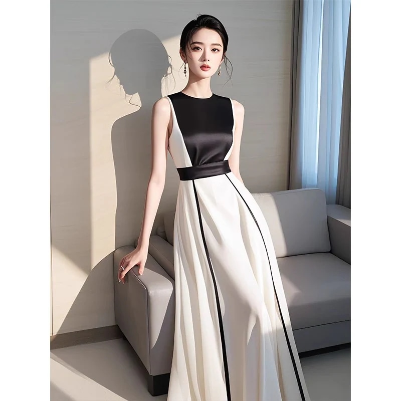 フレンチドレス2025新作 ブラック パーティー サテンシンプルワンピース おしゃれ イブニングドレス パーティードレス 上品 セクシー
