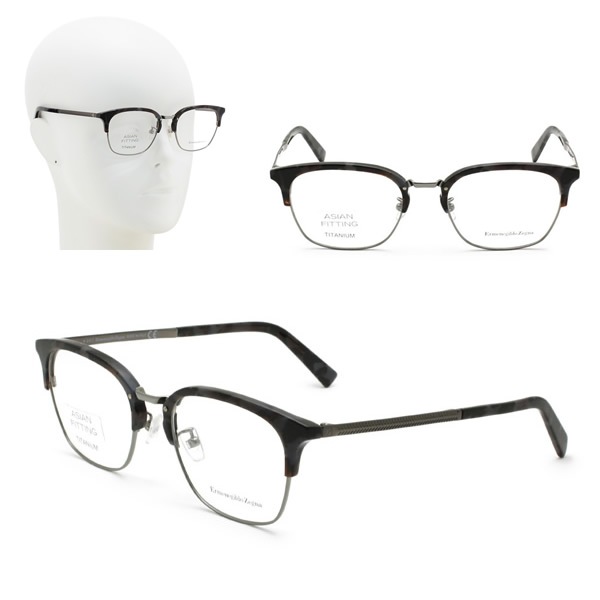 フレームのみ EZ5114-D/V 055 54 Ermenegildo Zegna メガネ 眼鏡 アジアンフィット グレーハバナ