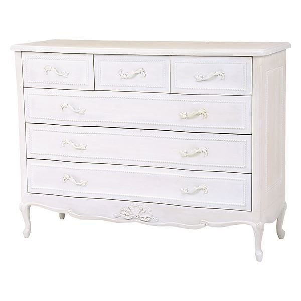 アンティーク風ワイドチェスト/リビング収納 [幅120cm] 木製 『ハンプトンシリーズ』 姫系