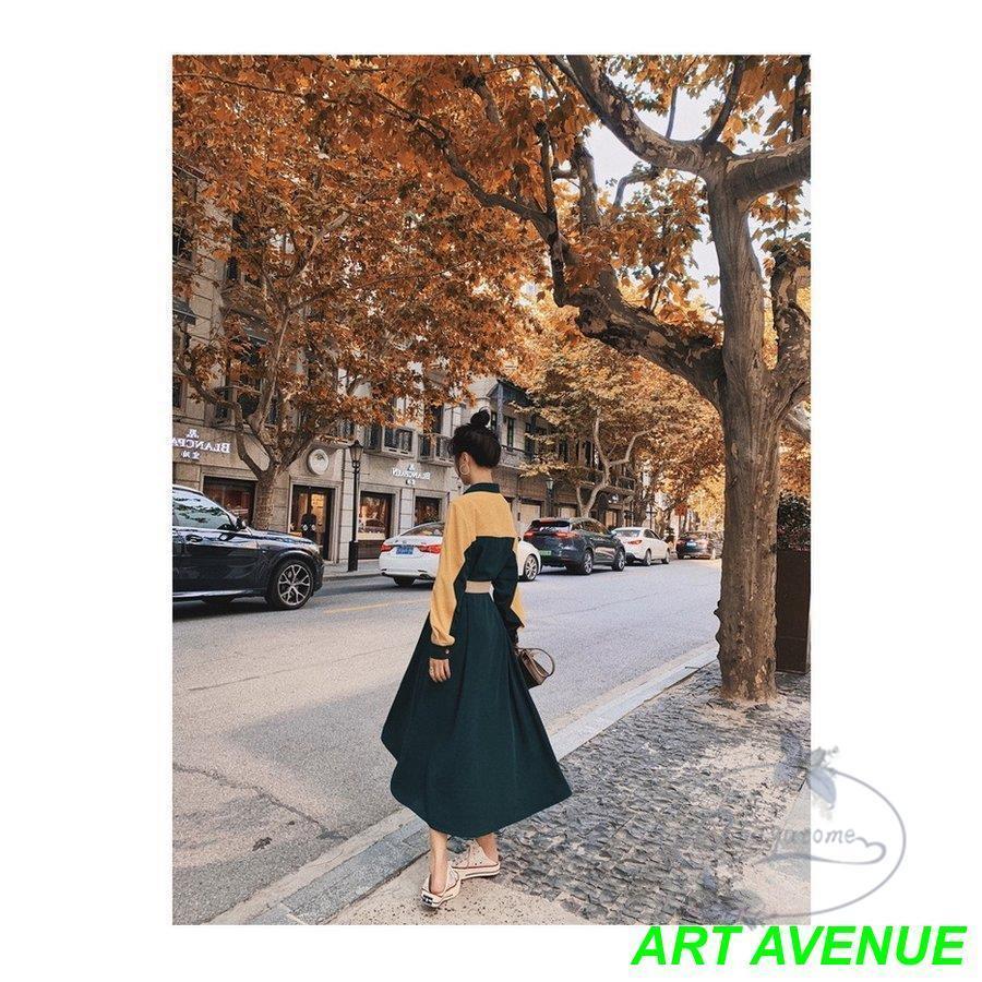 春コーデ ワンピース ロング レディース ワンピース キレイめ シャツ長袖切り替え Aライン 体型カバー 秋 着痩せ