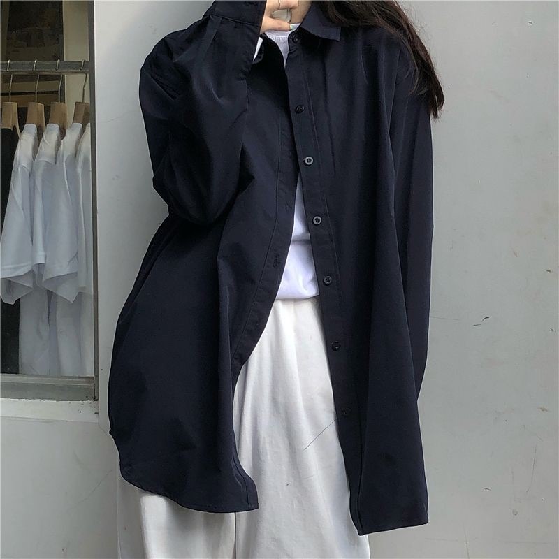 黒 シャツ レディース 長袖 インナー アウター ゆったり 学生 レディース シャツ トップス26