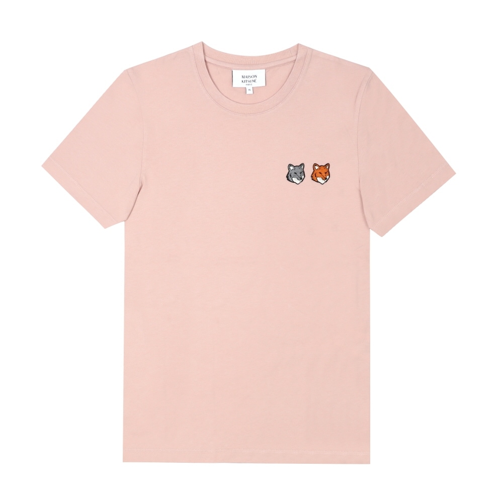 メゾンキツネ 女性 半袖Tシャツ ダブルフォックスヘッドパッチ 0172