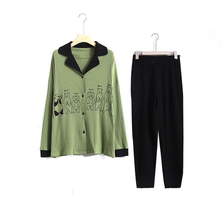 マタニティ パジャマ 大きいサイズ 上下セット 綿 妊娠 春夏秋 長袖 前開き レディース 韓国