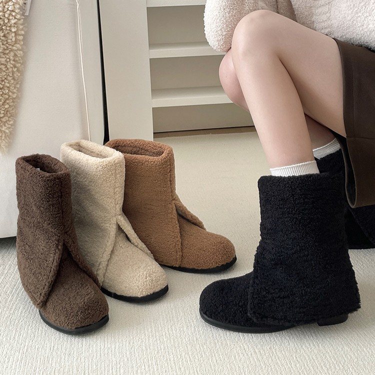 11 綿のブーツスプレッチブーツシューズかわいい白いぬいぐるみのぬいぐるみ女性のショートブーツスノーブーツファーブーツファーブーツファーブーツズストリートズボーツブーツ
