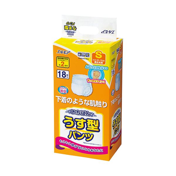 （まとめ）カミ商事 エルモア いちばんうす型パンツ S 1パック（18枚）[x5セット]