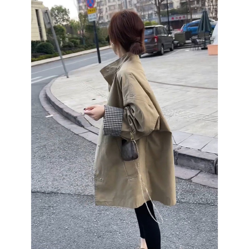 韓国風プチウィンドブレーカージャケットレディース2025秋冬新作レトロ英国風ミドル丈コートレディースハイエンド
