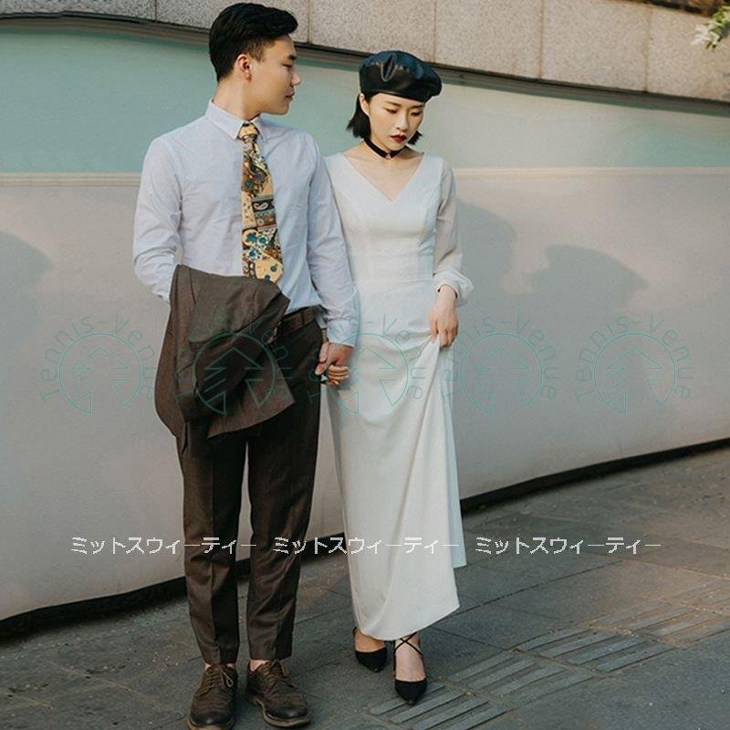 ウェディングドレス 白 結婚式 ロングドレス スレンダードレス 海外挙式 花嫁 二次会 大きいサイズ