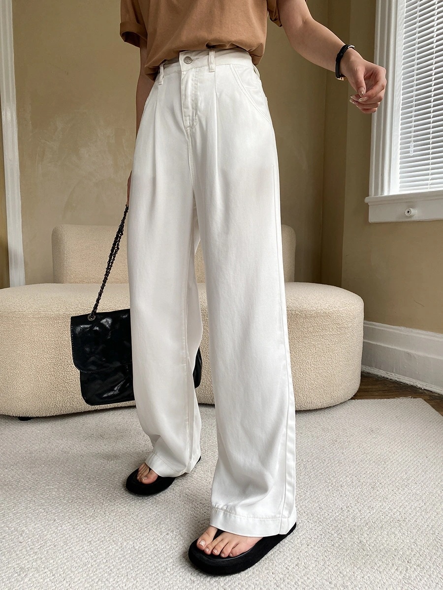 薄い ジーンズ モップパンツ 着痩せ ストレートパンツ ワイドパンツ ゆったり 5,592円