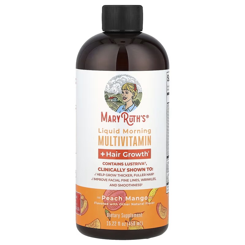 MaryRuths リキッドモーニング マルチビタミン＋ヘアグロース ピーチマンゴー 450ml（15.22液量オンス）