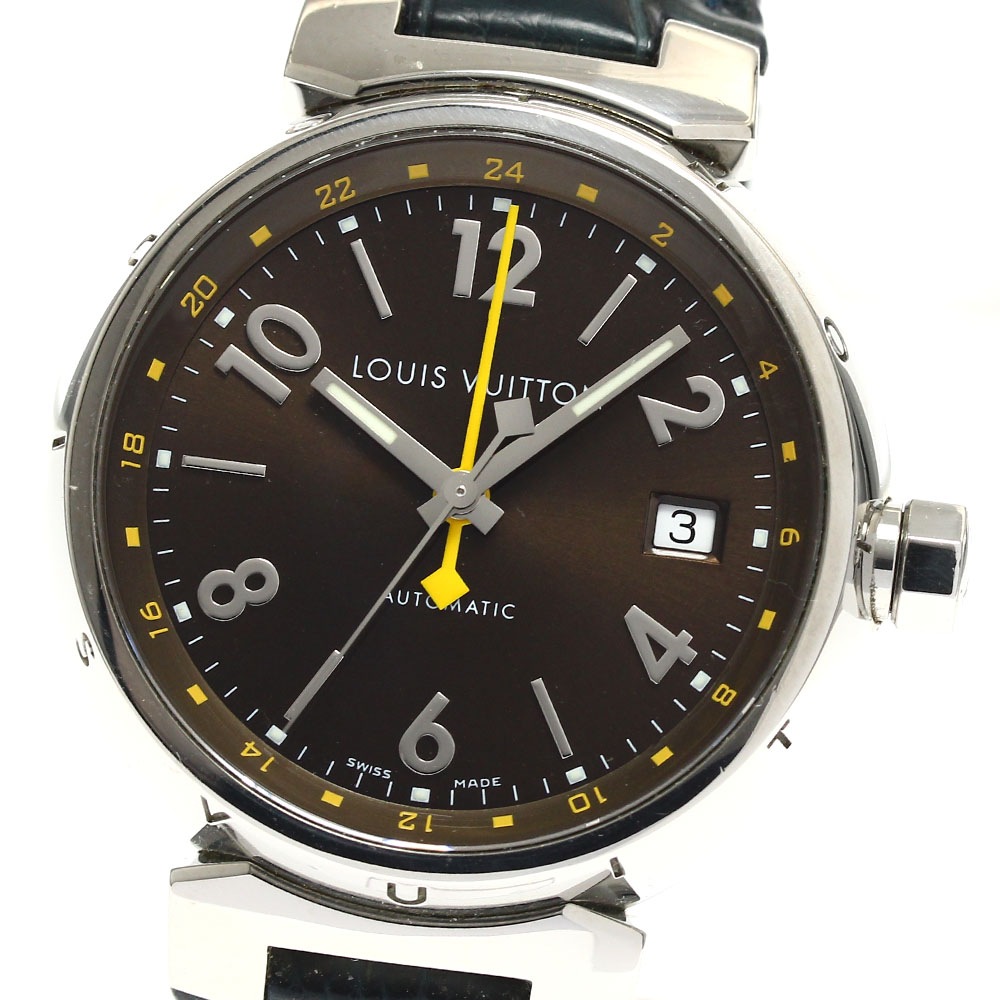 ルイ・ヴィトン LOUIS VUITTON Q1131 タンブール GMT デイト 自動巻き メンズ 箱・保証書付き_900028【中古】