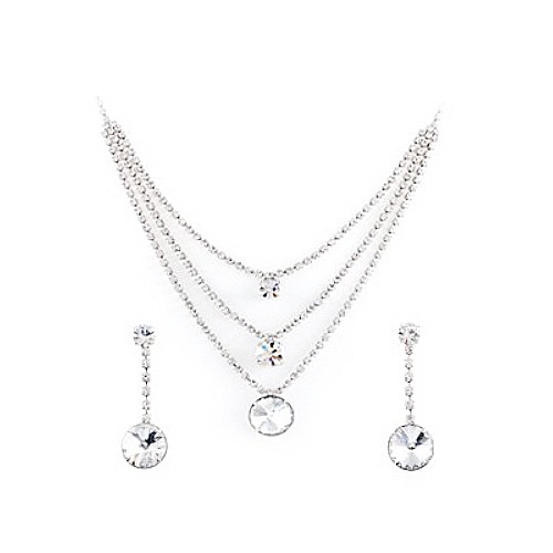 ネックレス イヤリング ぶらさがり レース ネックレス ピアス＆イヤリングクリスタルラインストーン 5,244円