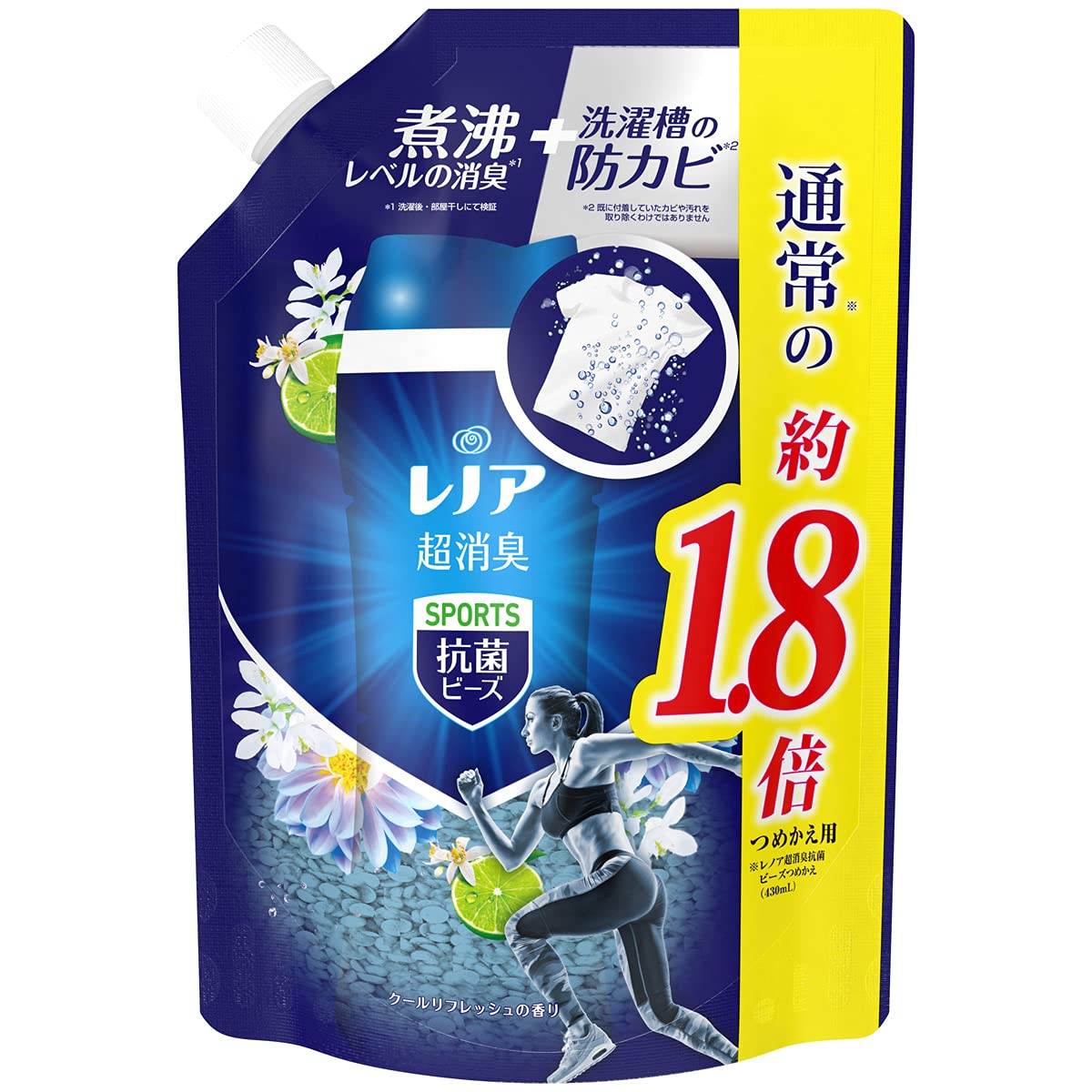 レノア 超消臭+ 抗菌ビーズ スポーツ クールリフレッシュ 詰め替え 760mL