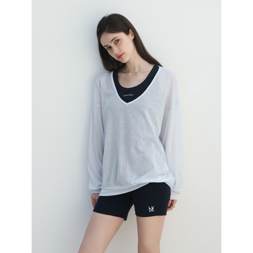 LEVAN LECOR エッセンシャルリブバイカーショーツネイビー