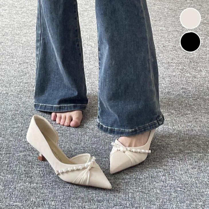 【韓国ins大人気】ポインテッドトゥ ローヒール パンプス PU 履きやすい 韓国ファッション【k3-fyc133】【予約販売：15-20日】60込