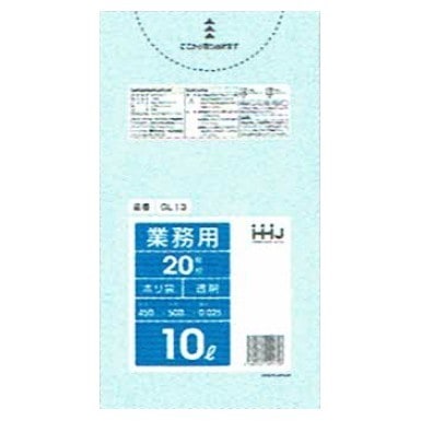 ポリ袋　10L　透明　0.025×450×500mm　20枚×60冊 （1200枚）GL13【取り寄せ商品・即納不可・代引き不可・返品不可】