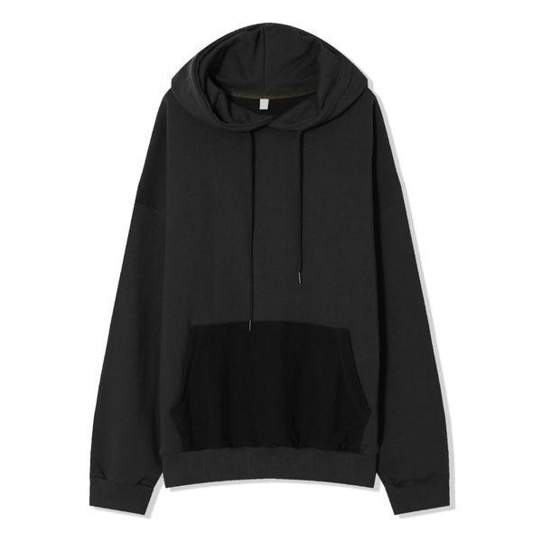 男性用ターンオーバースウェットシャツフード付きTシャツ AC TSA Q055 ブラック_P406184641