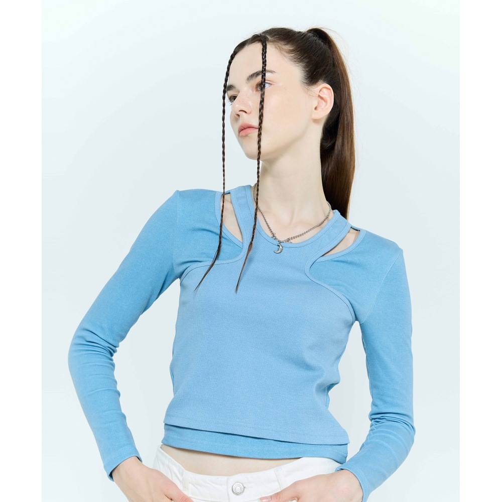 LARTIGENT L6 ピグメント ダブル T シャツ(ブルー)