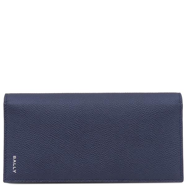 バリー BALLY 長財布 フラッグ コンチネンタル ウォレット レザー マリン シルバー金具 紺 二つ折り 4BLY-13 【箱】【中古】