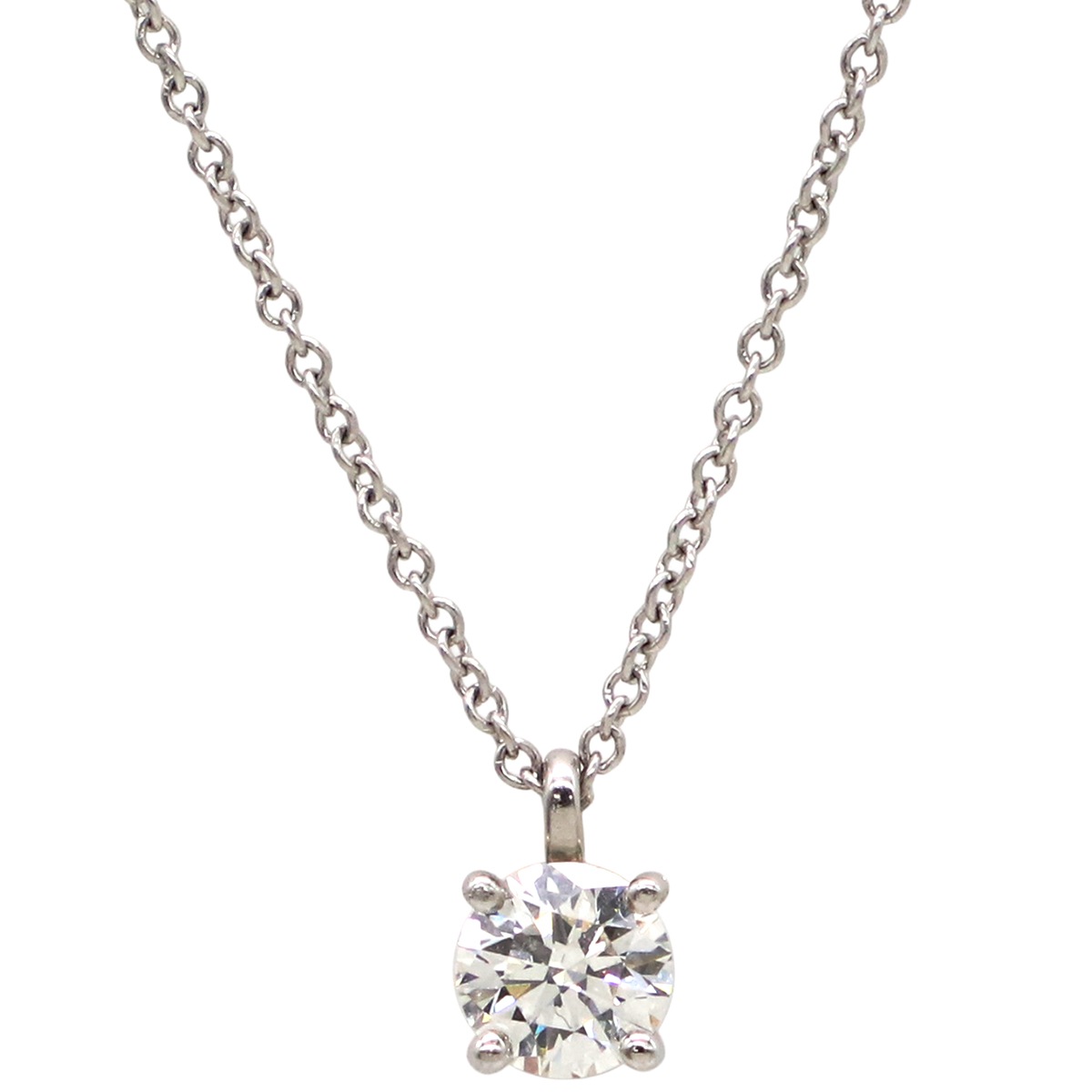 ティファニー Tiffany & Co ネックレス ソリティア Pt950 ダイヤモンド プラチナシルバー 1Pダイヤ 60007524【中古】