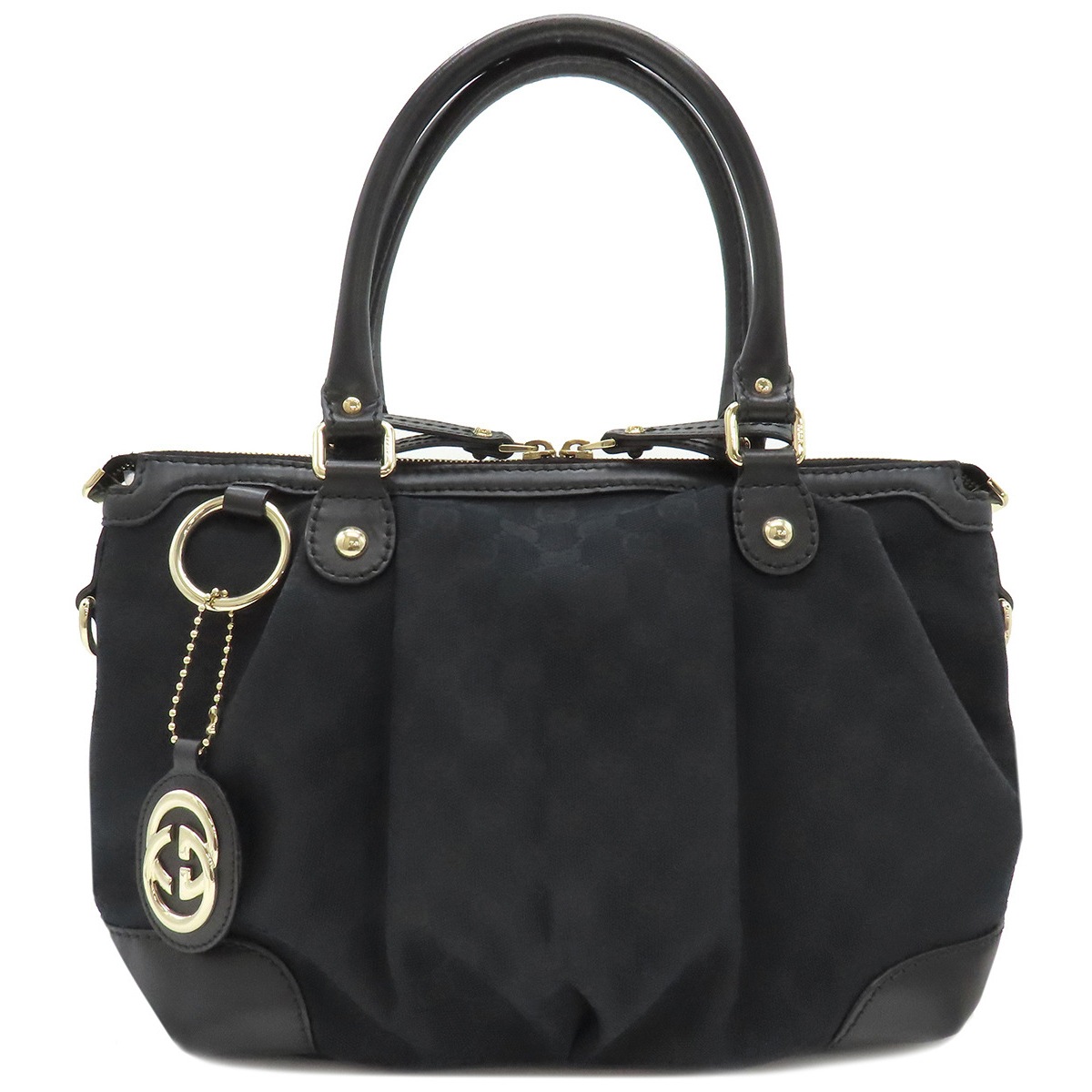 グッチ GUCCI 2WAYバッグ スーキー 2WAY GGキャンバス ブラック ゴールド金具 黒 ショルダー ハンドバッグ 247902【中古】