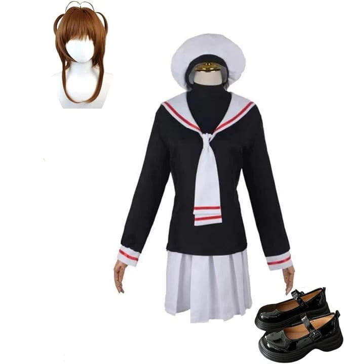 大人気木之本桜 制服 風 コスプレ 衣装 木之本桜 大道寺知 中学校制服 仮装 イベント コスチューム 仮装 学園祭 文化祭 帽子付き ウィッグ 靴 追加可