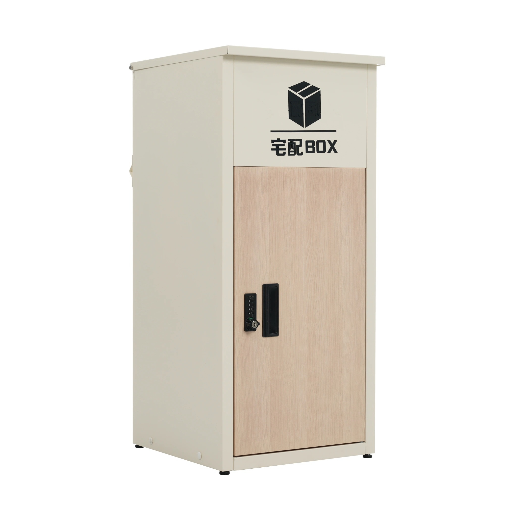 【国内発送&送·料·無·料】373ポスト 置き型 宅配ボックス付き スタンドポスト おしゃれ 一戸建て用 大型 郵便受け スタンドポスト 置き配 シンプル 玄関【ベージュ+木目】
