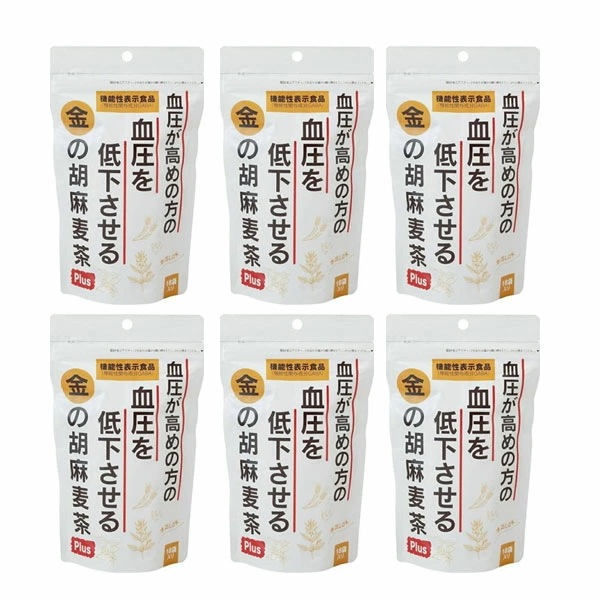 6個セット【小川生薬】金の胡麻麦茶 / GABA 健康茶 ノンカフェイン ごま麦茶 血圧サポート 血圧 対策 ティーバッグ / 水出し