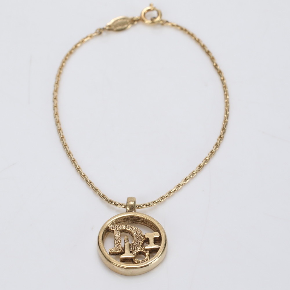 美品 サークル ロゴ チャーム ゴールド チェーン アクセサリー ブレスレット レディース MME BC9-2 中古