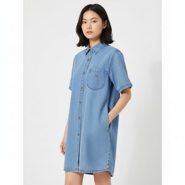 Womens Denim Shirt Dress Indigo Medium