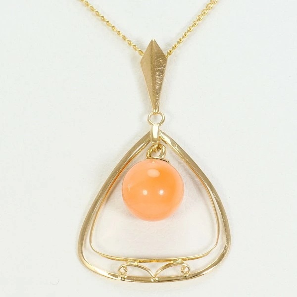 K18 18金 YG イエローゴールド ネックレス サンゴ 約40cm ジュエリー 中古