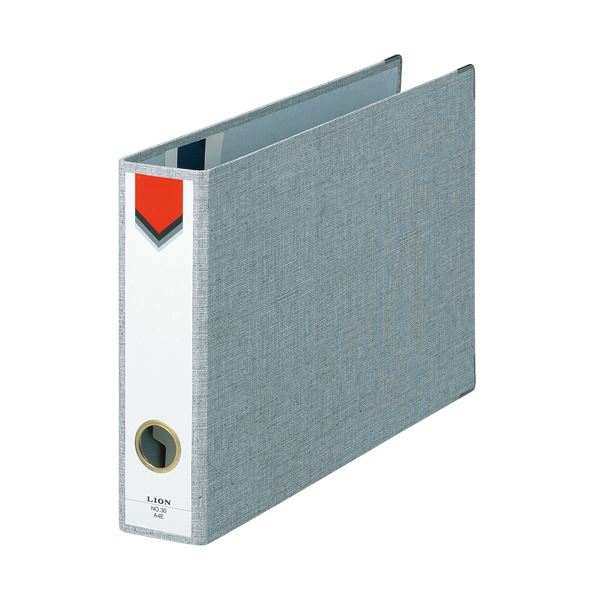 (まとめ) ライオン事務器 スモールファイル A4ヨコ 2穴 270枚収容 背幅60mm グレー No.30-A4E 1冊 (×10セット)