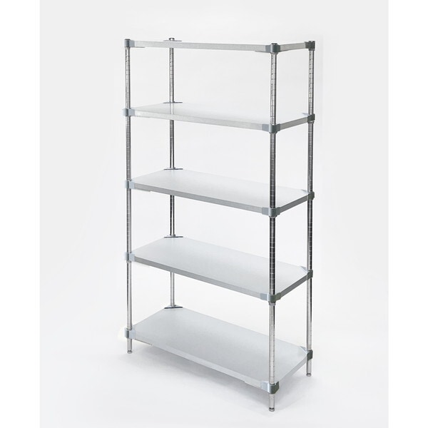 アイ・エル・シー MG5-60182 燕三条製 PROFACE ガルバリウムソリッドシェルフ5段 350×600×1800 クロムメッキポール メーカー直送