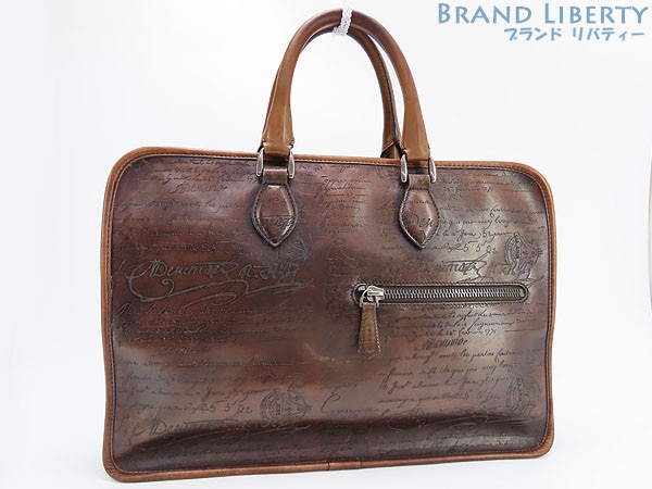 ベルルッティカリグラフィアンジュールスクリットレザービジネスバッグブリーフケースダークブラウンヴェネチアレザー