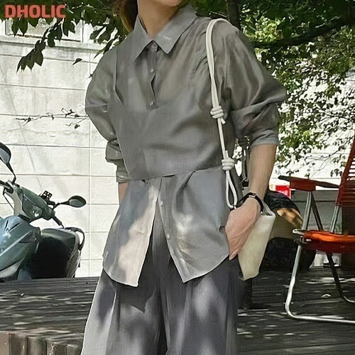 [メガ割りSALE]シアーバックリボンビスチェ&シャツSET