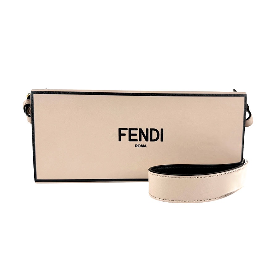 フェンディ FENDI ショルダーバッグ ボックス オリゾンタル レザー ピンクベージュ×ブラック レディース 8BT340-ADP6 z4673