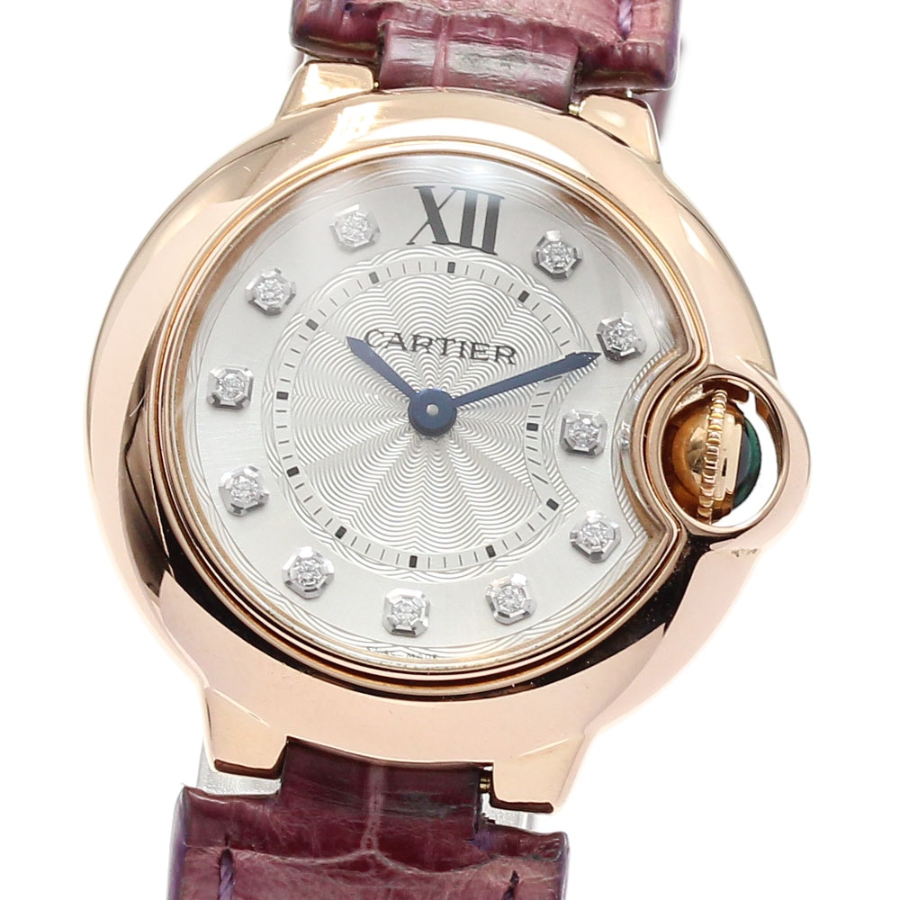カルティエ CARTIER WJBB0019 バロンブルー 11Pダイヤ K18PG クォーツ レディース _823487【中古】 345,645円