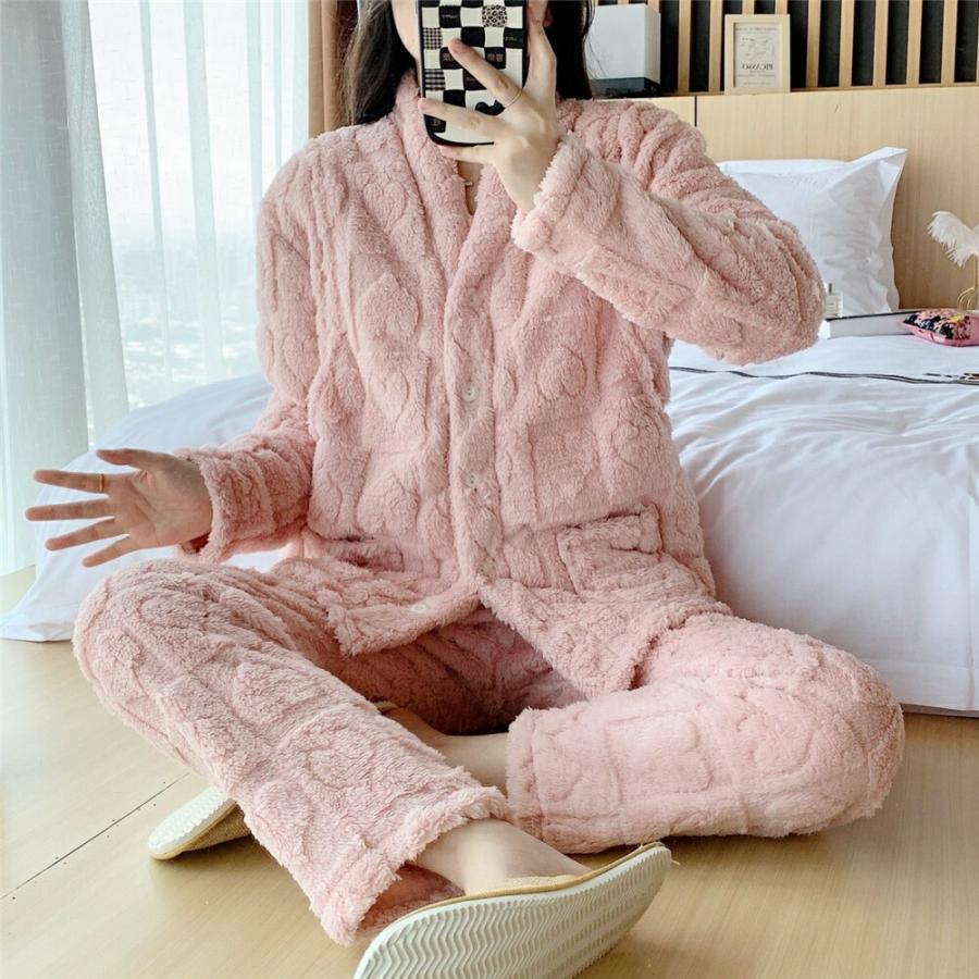 新入荷マタニティ授乳口付きパジャマ冬モコモコハート前開きシンプル長袖マタニティルームウェアウエスト調節パジャママタニティ授乳口付きパジャマ