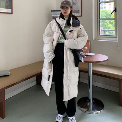 2021 年 新型 冬 帽子 綿服 女性 ins 潮 ゆとり 学生 厚手 中 長めの服 外套