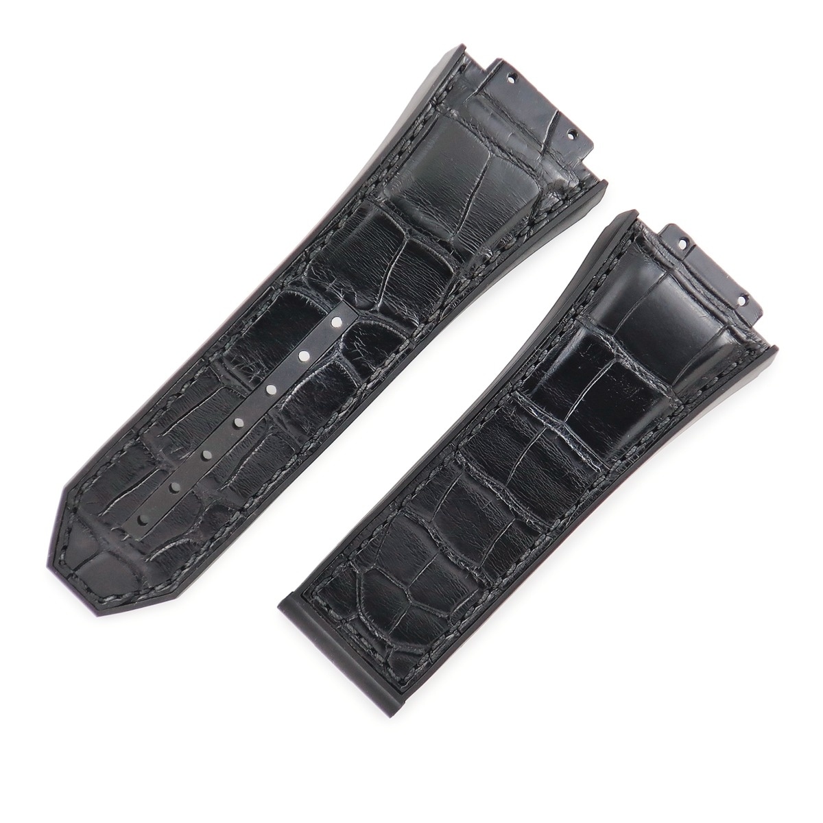 スピリットオブビッグバン 601用 クロコ×ラバーバンド メンズ 純正 替え ベルト ストラップ 替え 31mm ブラック 黒