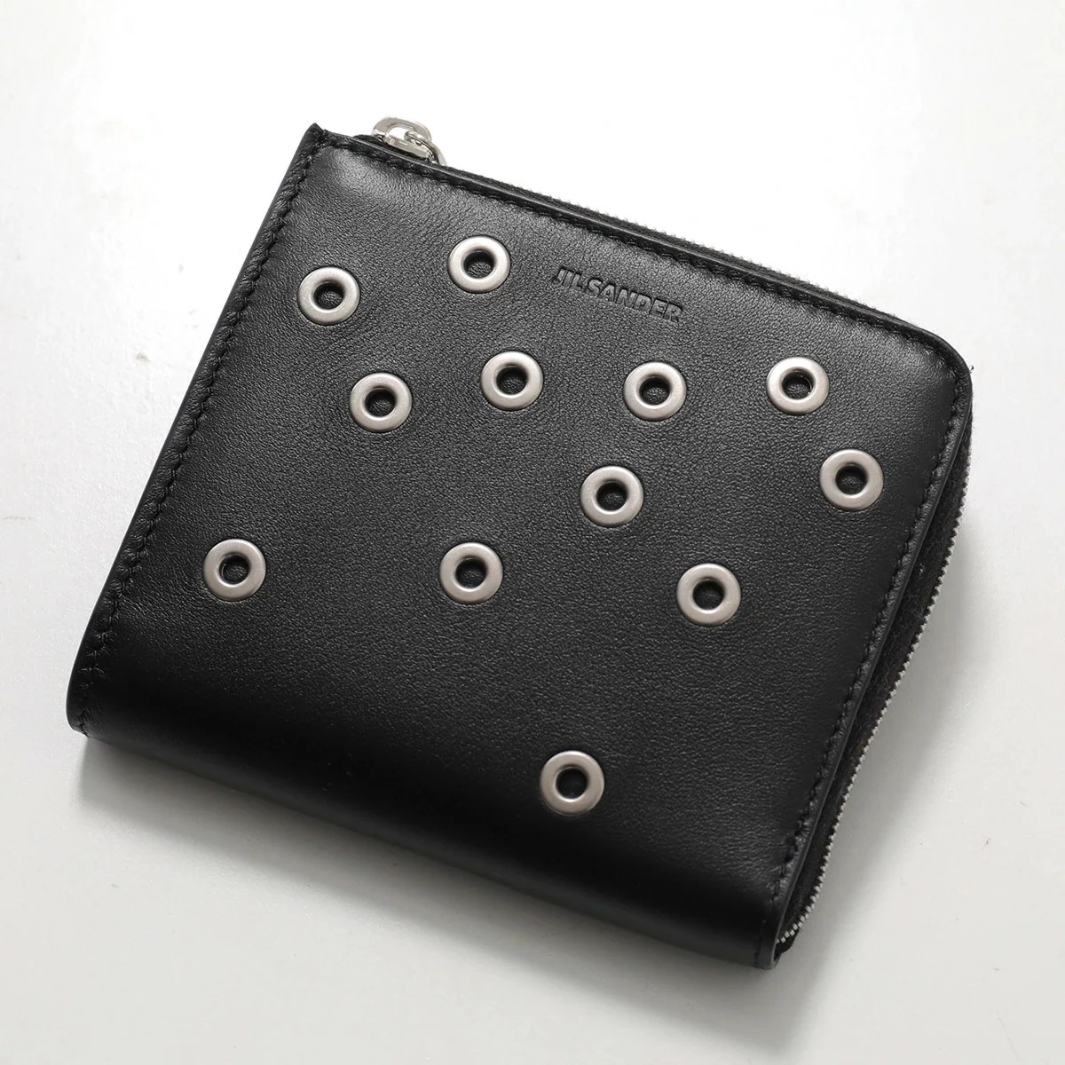 JIL SANDER ジルサンダー コインケース J25UI0004 P8556 メンズ ミニ財布 L字ファスナー レザー カードケース メタルアイレット ロゴ 001/BLACK