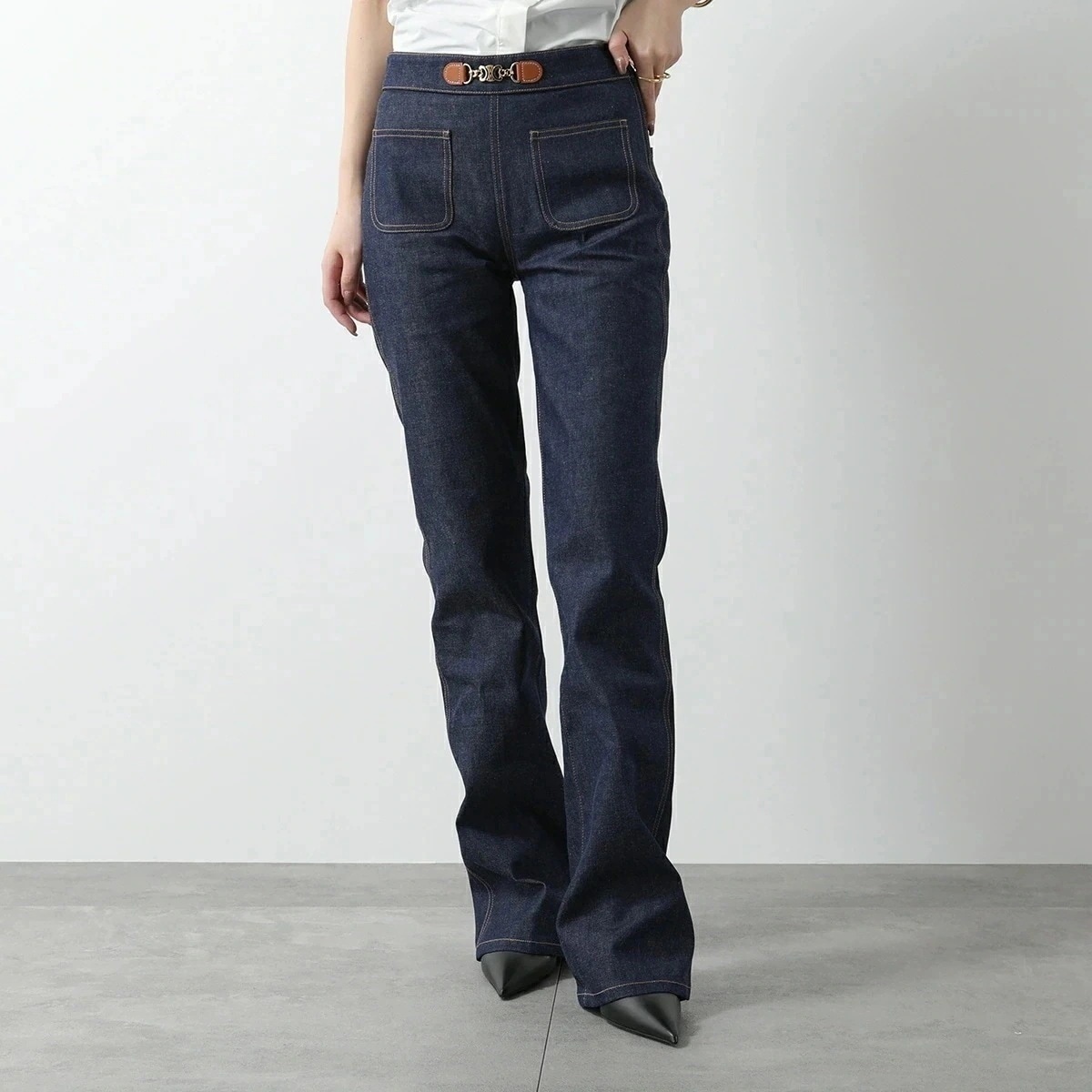 CELINE セリーヌ ジーンズ Francoise フランソワーズ RP01K558Z.07IA レディース デニムパンツ フレア トリオンフ コットン Gパ 【mega】 56,633円