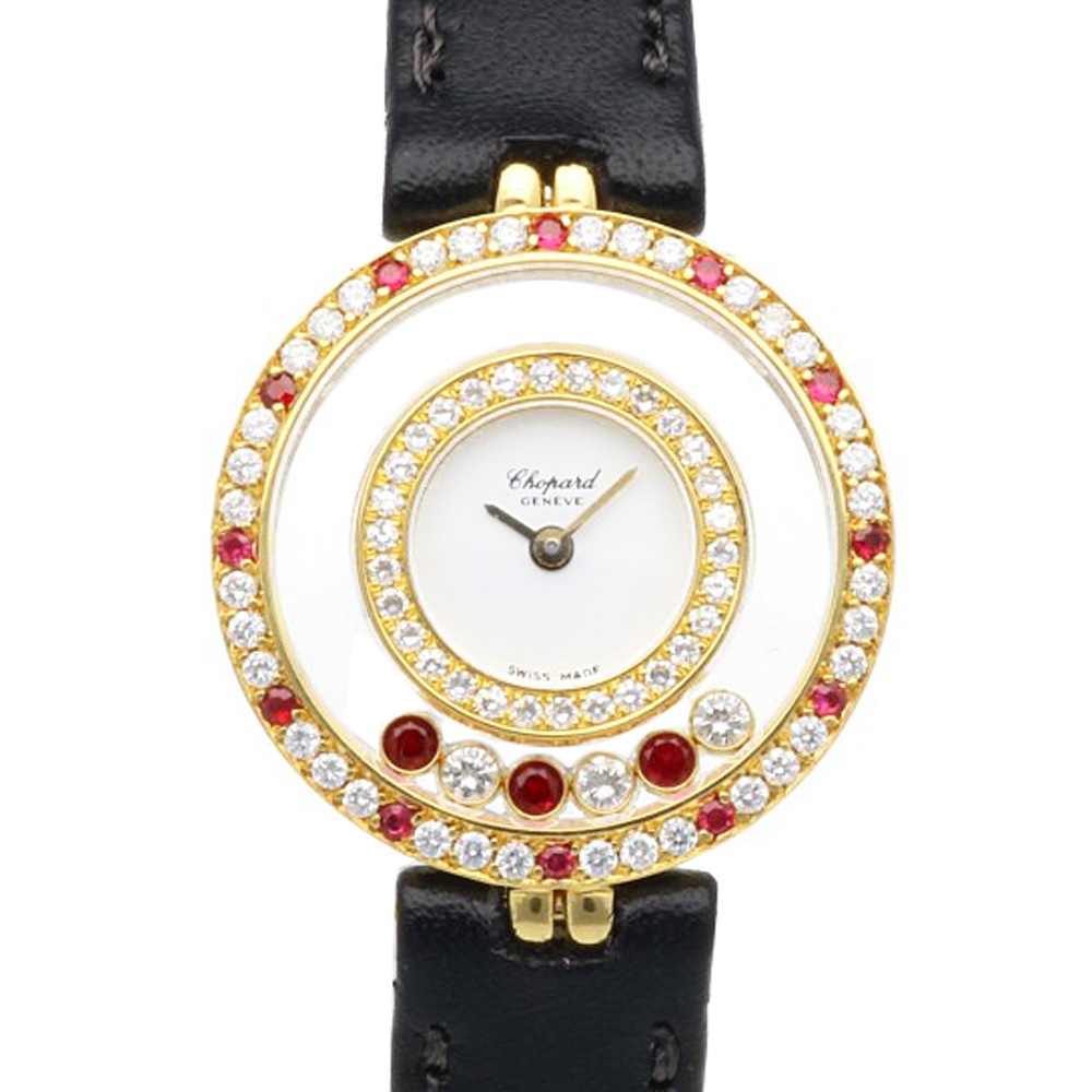 ショパール ハッピーダイヤモンド 腕時計 18金 K18イエローゴールド 20/5448-21 クオーツ 1年保証 Chopard 中古