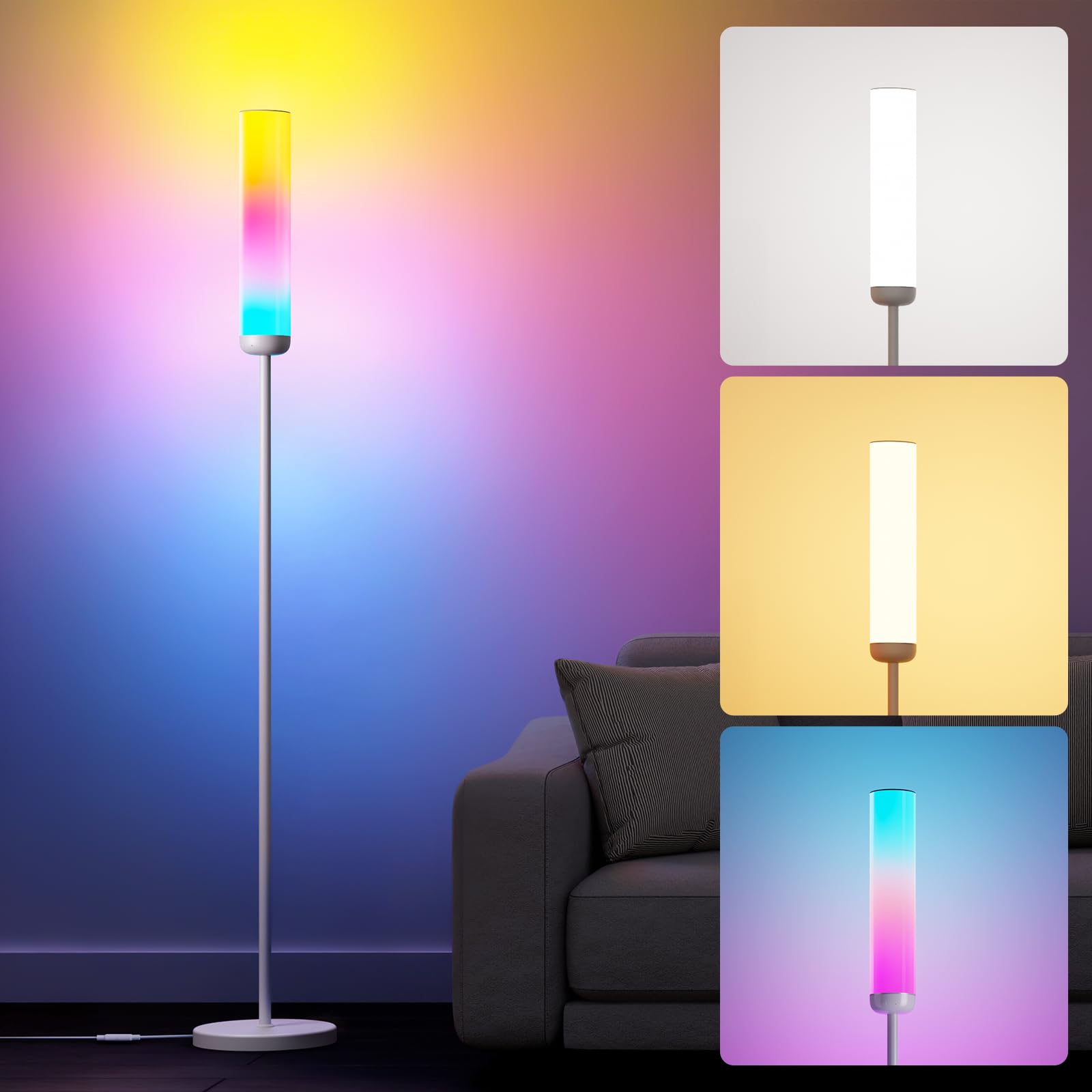 即日発送 Lepro AI フロアライト O1 スタンドライト 間接照明 おしゃれ フロアランプ スマート【2,300lm/超明るい/電球色・昼白色・昼光色・虹色・1,600万色/Alexa対応/音声